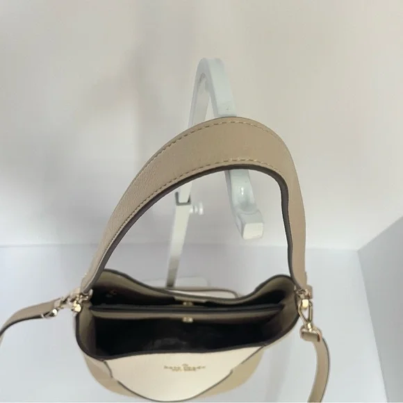 Kate Spade New York Lena Tan White Leather Colorblock Bucket Bag - Picture 6 of 13